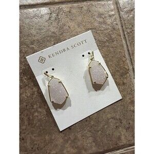 NWT Kendra Scott Alexandria Drop Earrings Gold Iridescent Drusy $120